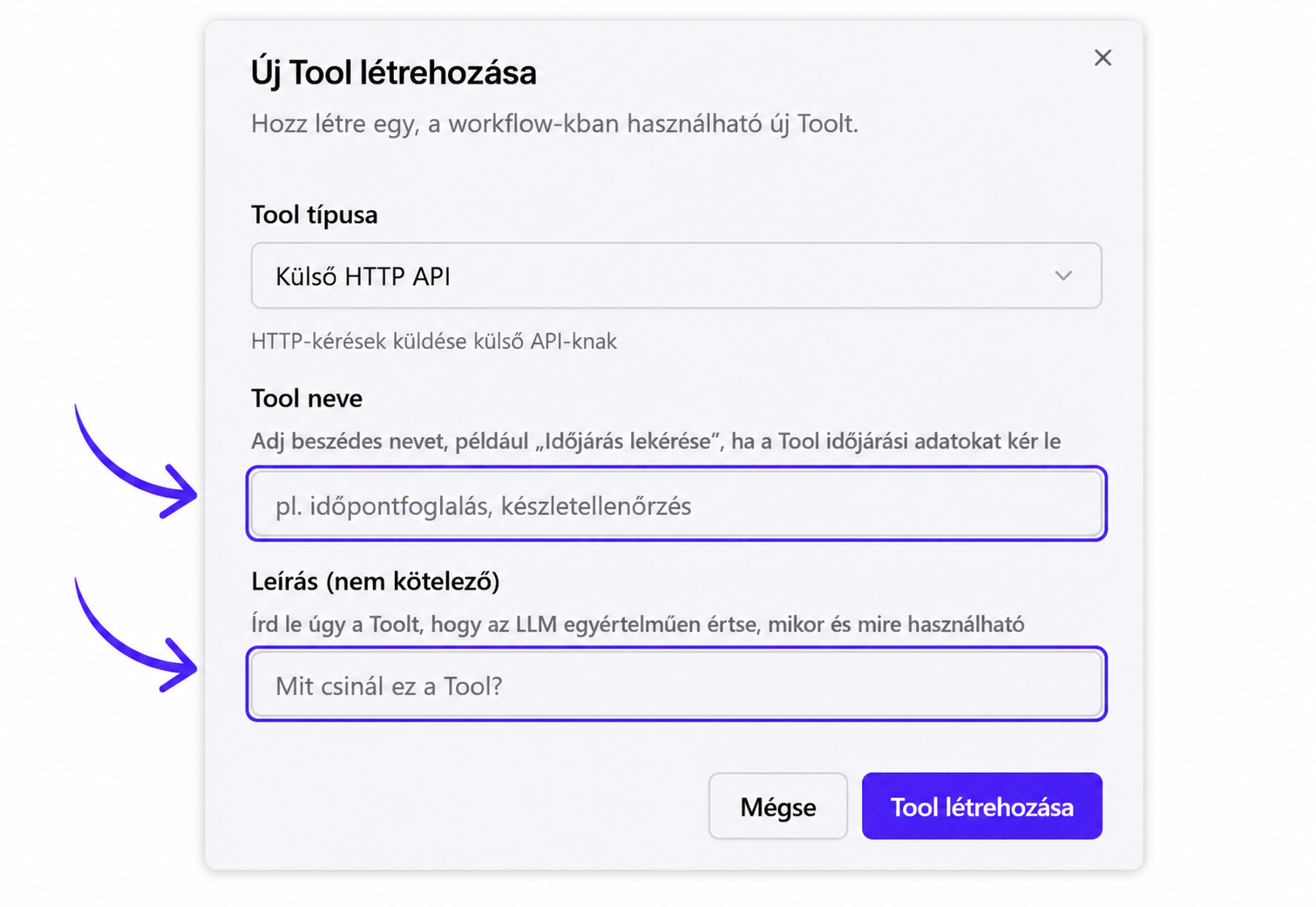 Példa a Tool leírására